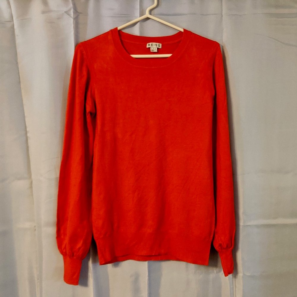 Reiss Red Crew Neck Sweater in Soft Knit